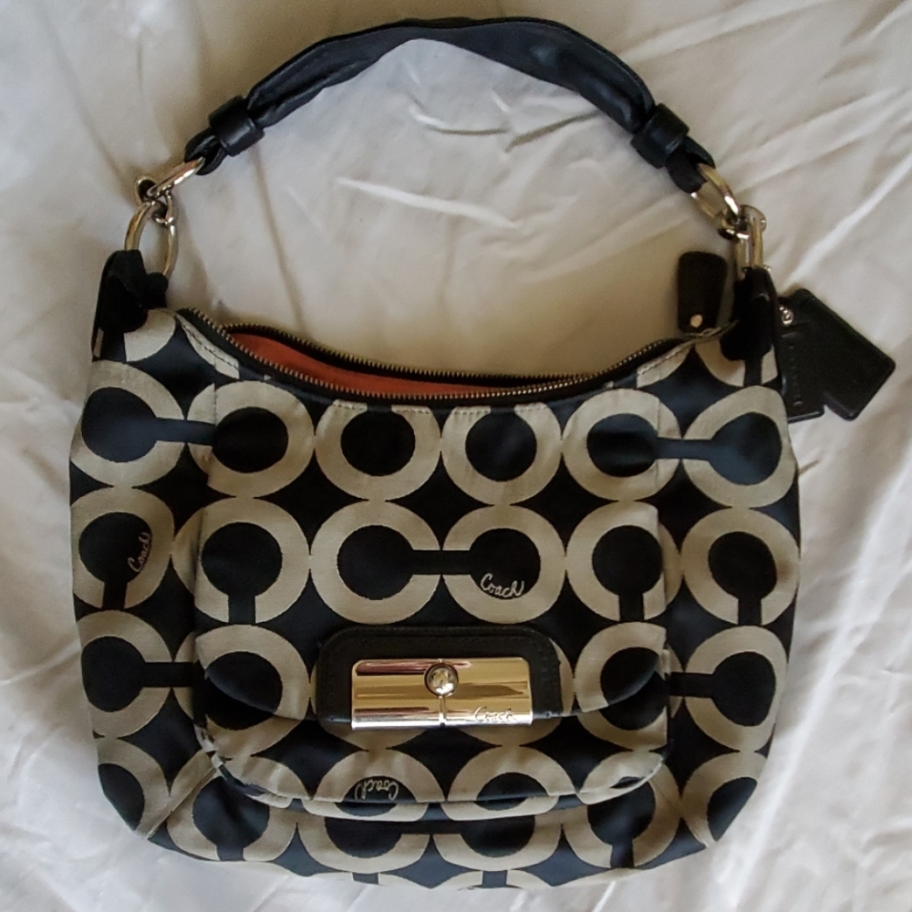 Coach 16784 Kristin Op Art Black & Grey Hobo